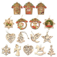 Lot de 5 décorations de noël en bois à suspendre au sapin