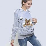 Sweat à capuche avec grande poche kangourou pour chat ou petit chien. Hoodie pour transport d'animaux