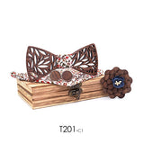 Coffret nœud papillon en bois avec boutons de manchettes, fleur, tissu assorti