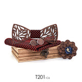 Coffret nœud papillon en bois avec boutons de manchettes, fleur, tissu assorti