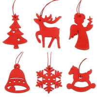 6 décorations de noël en bois à suspendre. Flocons anges cloches sapins rennes