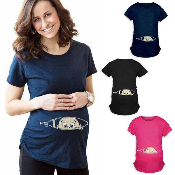 Tee shirt humoristique pour femme enceinte avec bébé sur le ventre