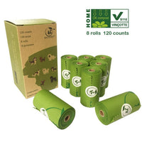 Sachets compostable pour crottes de chiens. 120 à 240 sacs biodégradables