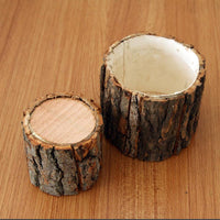 Mini pot de fleur en écorce de bois, décoration écolo et vintage pour plantes