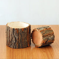 Mini pot de fleur en écorce de bois, décoration écolo et vintage pour plantes
