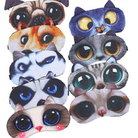 Masque de nuit ou de voyage (avion, train) occultant avec gel relaxant, motif original chat ou chien