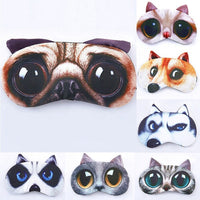 Masque de nuit ou de voyage (avion, train) occultant avec gel relaxant, motif original chat ou chien