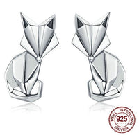 Boucles d'oreilles renard en argent 925 - Style origami