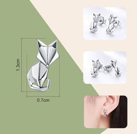 Boucles d'oreilles renard en argent 925 - Style origami