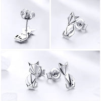 Boucles d'oreilles renard en argent 925 - Style origami