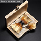 Nœud papillon en plumes d'oiseaux naturelles, coffret en bois avec broche épingle