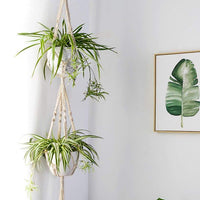 Lot de 4 suspensions pour pots de fleurs en macramé fait-main, décoration plantes d'intérieur