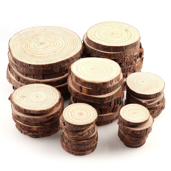 Lot de sous verres en bois naturel, rondelles découpées dans un rondin