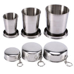 Verre pliable en acier inoxydable, 75ml 140ml 240ml. Tasse en métal rétractable pour voyage, camping etc