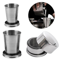Verre pliable en acier inoxydable, 75ml 140ml 240ml. Tasse en métal rétractable pour voyage, camping etc