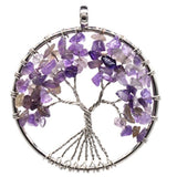 Pendentif collier arbre de vie yoga 7 chakras. Bijou en pierres de guérison naturelles