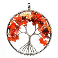 Pendentif collier arbre de vie yoga 7 chakras. Bijou en pierres de guérison naturelles
