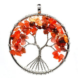Pendentif collier arbre de vie yoga 7 chakras. Bijou en pierres de guérison naturelles