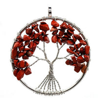 Pendentif collier arbre de vie yoga 7 chakras. Bijou en pierres de guérison naturelles