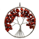 Pendentif collier arbre de vie yoga 7 chakras. Bijou en pierres de guérison naturelles