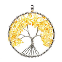 Pendentif collier arbre de vie yoga 7 chakras. Bijou en pierres de guérison naturelles
