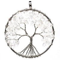 Pendentif collier arbre de vie yoga 7 chakras. Bijou en pierres de guérison naturelles