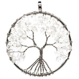 Pendentif collier arbre de vie yoga 7 chakras. Bijou en pierres de guérison naturelles