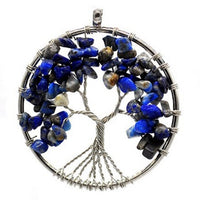 Pendentif collier arbre de vie yoga 7 chakras. Bijou en pierres de guérison naturelles
