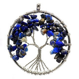 Pendentif collier arbre de vie yoga 7 chakras. Bijou en pierres de guérison naturelles