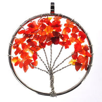 Pendentif collier arbre de vie yoga 7 chakras. Bijou en pierres de guérison naturelles