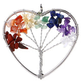 Pendentif collier arbre de vie yoga 7 chakras. Bijou en pierres de guérison naturelles