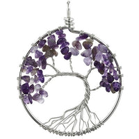 Pendentif collier arbre de vie yoga 7 chakras. Bijou en pierres de guérison naturelles