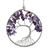 Pendentif collier arbre de vie yoga 7 chakras. Bijou en pierres de guérison naturelles