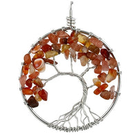 Pendentif collier arbre de vie yoga 7 chakras. Bijou en pierres de guérison naturelles