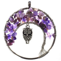 Pendentif collier arbre de vie yoga 7 chakras. Bijou en pierres de guérison naturelles
