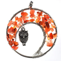 Pendentif collier arbre de vie yoga 7 chakras. Bijou en pierres de guérison naturelles