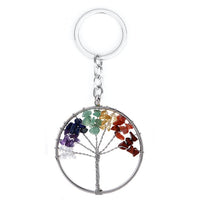 Pendentif collier arbre de vie yoga 7 chakras. Bijou en pierres de guérison naturelles
