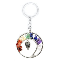 Pendentif collier arbre de vie yoga 7 chakras. Bijou en pierres de guérison naturelles