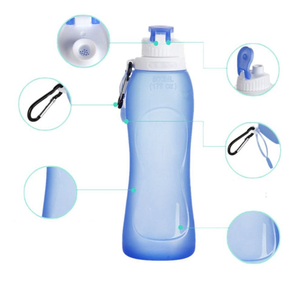 Bouteille d'eau Pliable en Silicone 500ml - Xiaros